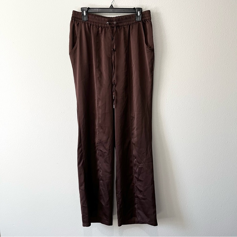 OLIVIA SKY- High Rise Lightweight Silky Brown Pants Size L